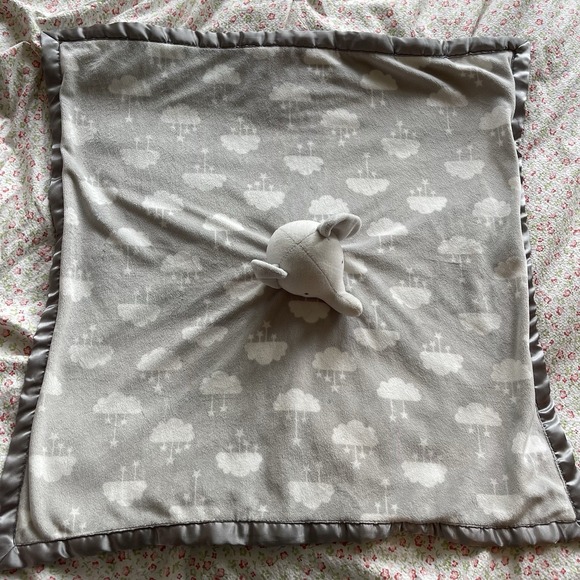 Parents Choice‎ Gray White Clouds Elephant Baby Blanket Satin Trim Plush Lovey - Picture 2 of 7